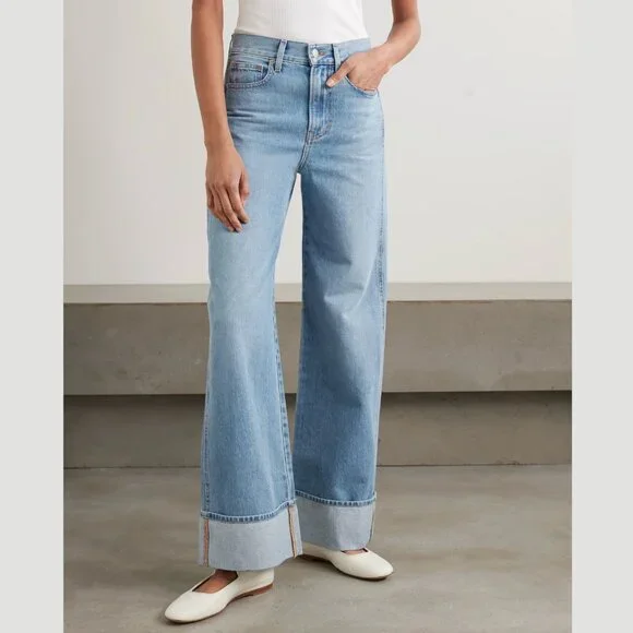 Veronica Beard Taylor High Rise Wide Leg Jeans Cuffed Denim 25 - Picture 2 of 9